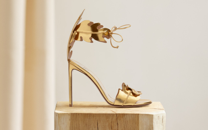francesco russo gold leaf heels